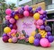 Pink Yellow Balloon Arch - Double Stuffed Hot Pink Purple Balloons Different Size Latex Magenta Balloon Garland